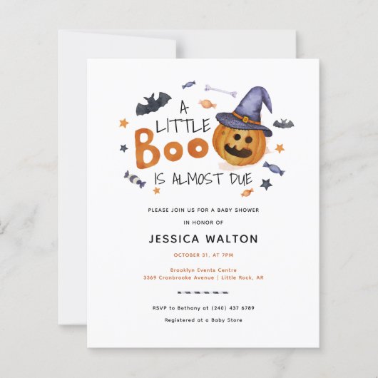 Halloween Little Boo Baby shower Invitation (Voorkant)