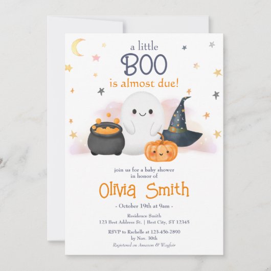 Halloween Little Boo Baby shower Invitation Kaart (Voorkant)