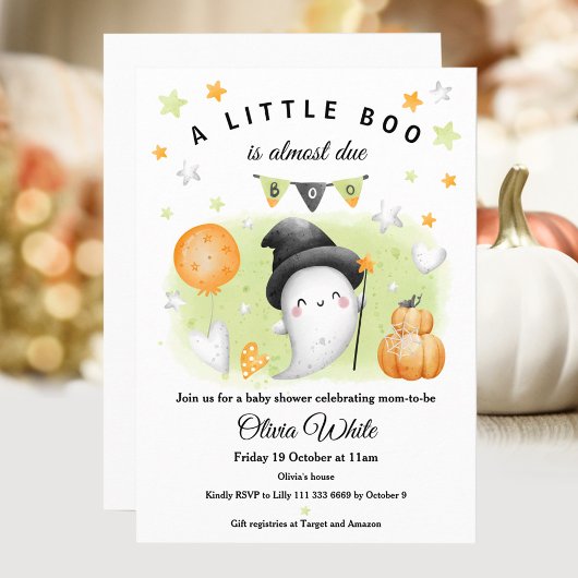 Halloween Little Boo Baby shower Invitation Kaart
