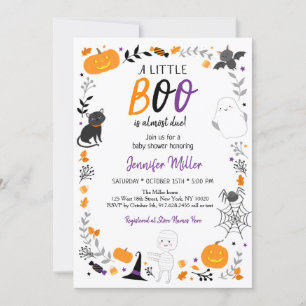 Halloween Little Boo Baby shower Kaart