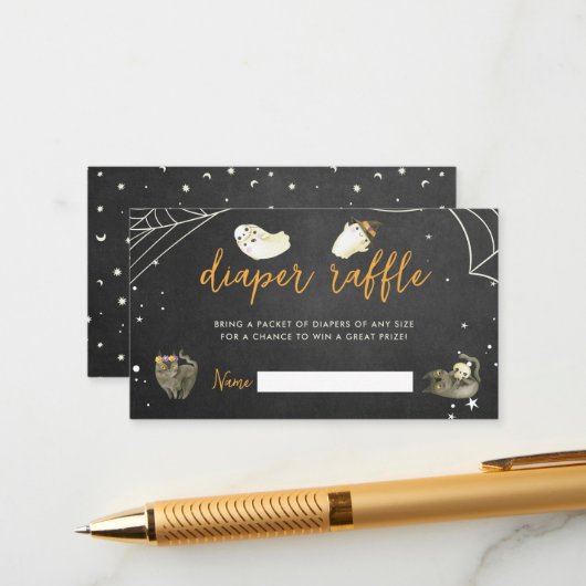 Halloween Little Boo Baby shower Luier Raffle Informatiekaartje (Voorkant / Achterkant in situ)