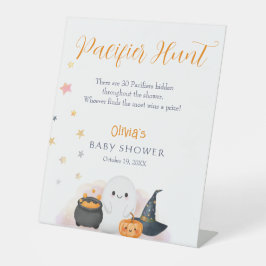 Halloween Little Boo Baby shower Pacifier Hunt Reclamebord Met Voetstuk