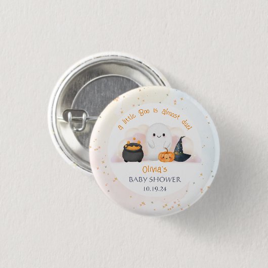 Halloween Little Boo Baby shower Ronde Button 3,2 Cm (Voorkant /achterkant)