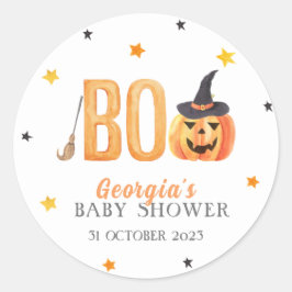 Halloween Little BOO Baby shower Ronde Sticker