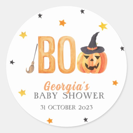 Halloween Little BOO Baby shower Ronde Sticker (Voorkant)