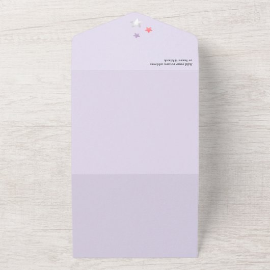 Halloween Little Boo Baby shower Roze en Paarse All In One Uitnodiging (Buitenkant)