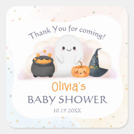 Halloween Little Boo Baby shower Vierkante Sticker