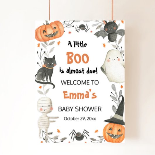 Halloween Little Boo Baby shower Welcome Poster
