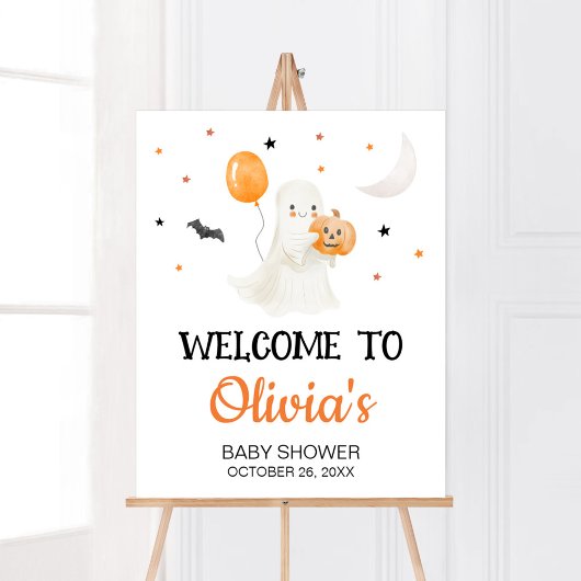 Halloween Little Boo Baby shower Welkom Poster