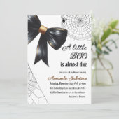 Halloween Little Boo Black Bow Baby shower Kaart (Staand voorkant)