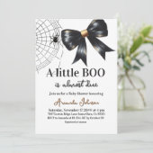 Halloween Little Boo Black Bow Baby shower Kaart (Staand voorkant)