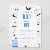 Halloween Little Boo Blue Baby shower Invitation Kaart (Voorkant)