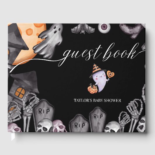 Halloween Little Boo Cute Ghost Baby shower Herfst Gastenboek (Voorkant)