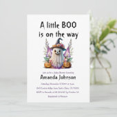 Halloween Little Boo Dark Paarse Baby shower Kaart (Staand voorkant)