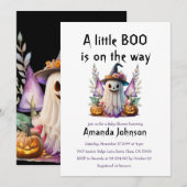 Halloween Little Boo Dark Paarse Baby shower Kaart (Voorkant / Achterkant)