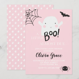 Halloween Little Boo Geest Baby Shower Roze Uitnod Kaart