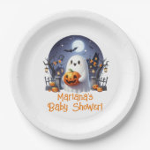 Halloween Little Boo Ghost Baby shower Papieren Bordje (Voorkant)