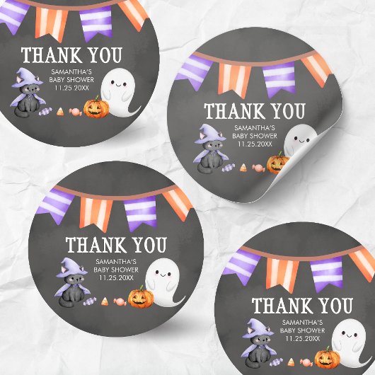 Halloween Little Boo Ghost Baby shower Ronde Sticker