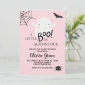 Halloween Little Boo Ghost Baby shower Roze Kaart (Staand voorkant)