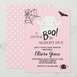Halloween Little Boo Ghost Baby shower Roze Kaart