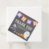Halloween Little Boo Ghost Baby shower Square Bedankjes Labels (In situ)