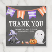 Halloween Little Boo Ghost Baby shower Square Bedankjes Labels (Voorkant)