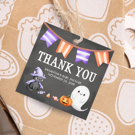 Halloween Little Boo Ghost Baby shower Square Bedankjes Labels