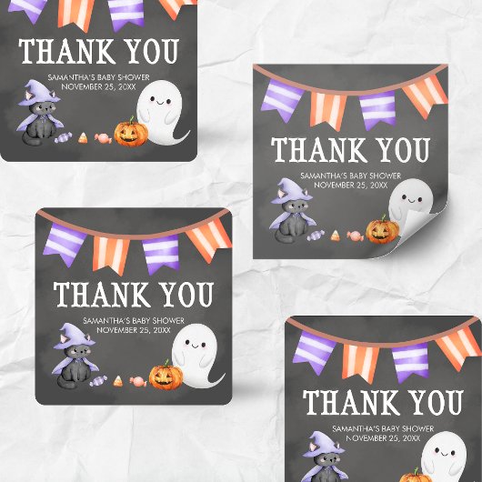 Halloween Little Boo Ghost Baby shower Vierkante Sticker