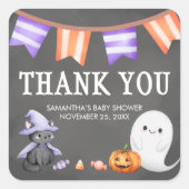 Halloween Little Boo Ghost Baby shower Vierkante Sticker (Voorkant)