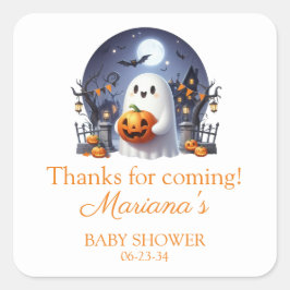 Halloween Little Boo Ghost Baby shower Vierkante Sticker