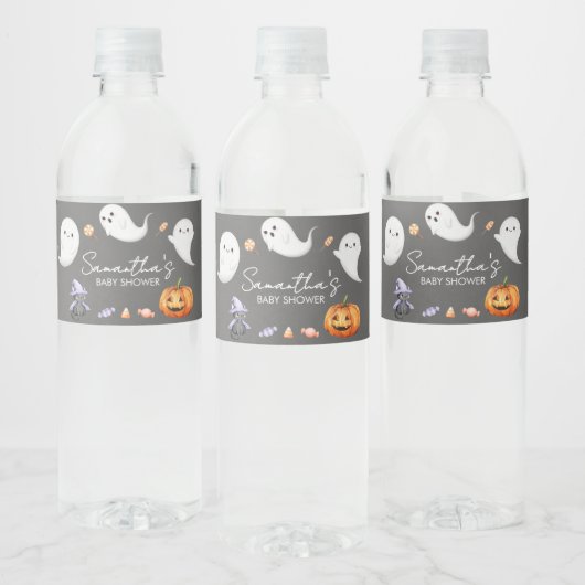 Halloween Little Boo Ghost Baby shower Waterfles Etiket (Flessen)