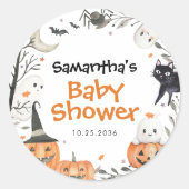 Halloween Little Boo Ghost Pumpkin Baby shower Ronde Sticker (Voorkant)