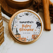 Halloween Little Boo Ghost Pumpkin Baby shower Ronde Sticker