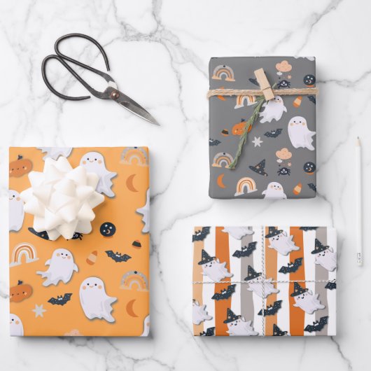 Halloween Little Boo Ghosts die papierbladen overv Inpakpapier Vel (Voorkant)
