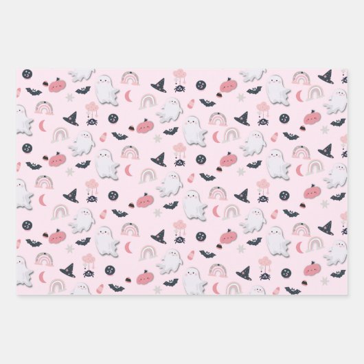 Halloween Little Boo Ghosts Inpakpapier Vel (Voorkant 2)