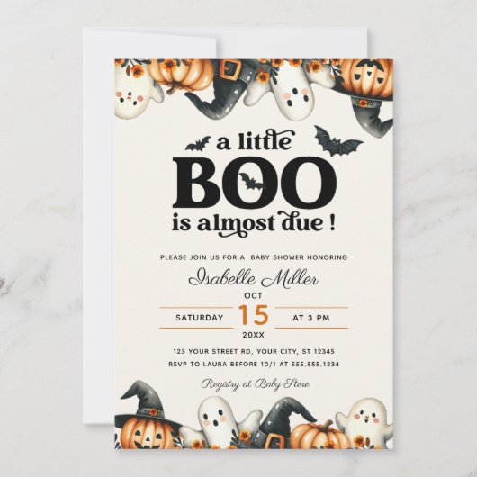 Halloween Little Boo Herfst pompoen Baby shower Kaart (Voorkant)