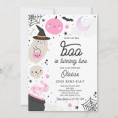 Halloween Little Boo Pink Ghost 2e verjaardagsfees Kaart (Voorkant)