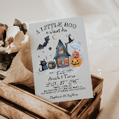 Halloween Little Boo Pumpkin Baby shower Kaart
