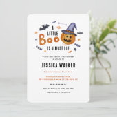 Halloween Little Boo Pumpkin Baby shower Kaart (Staand voorkant)