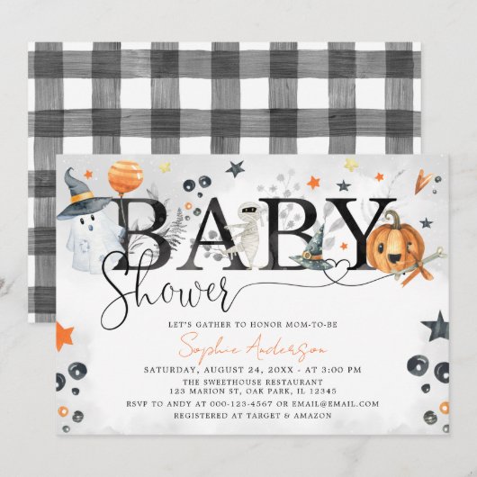 Halloween Little Boo Pumpkin Baby shower Kaart (Voorkant / Achterkant)