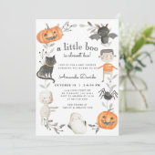 Halloween Little Boo Pumpkin Cute Herfst Baby show Kaart (Staand voorkant)