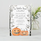 Halloween Little Boo Pumpkin Herfst Baby shower Kaart (Staand voorkant)