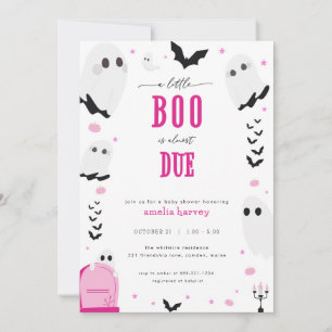 Halloween Little Boo Roze Baby shower Invitation Kaart