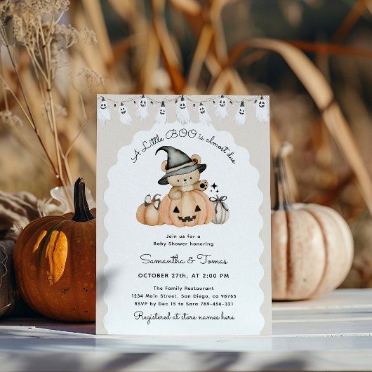 Halloween Little Boo Schattig Pompoen Baby shower Kaart