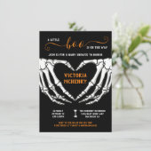 Halloween Little Boo Skeleton Heart Baby shower Kaart (Staand voorkant)