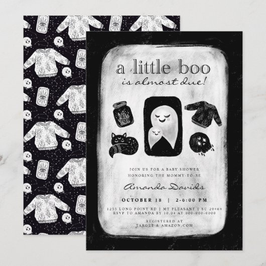Halloween Little Boo Skull Sprinkle Baby shower in Kaart (Voorkant / Achterkant)