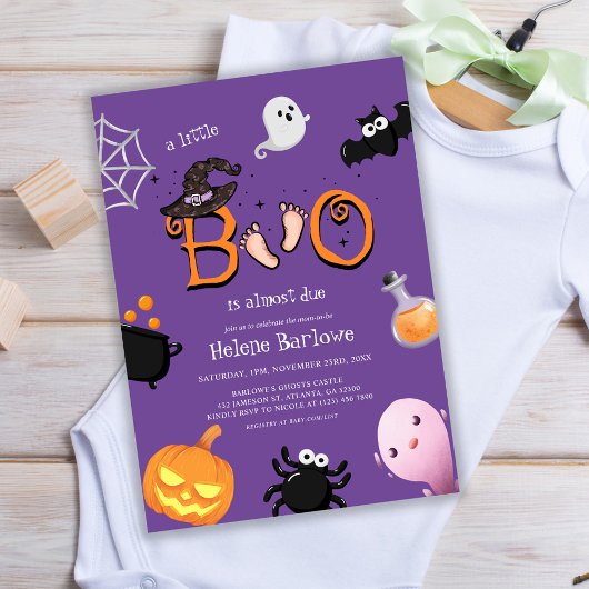 Halloween Little Boo Spooky Baby shower Kaart