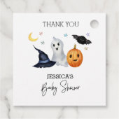 Halloween Little Boo Waterverf Baby shower Bedankjes Labels (Achterkant)