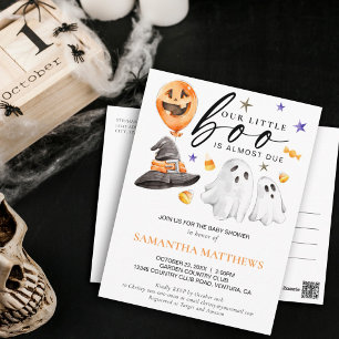 Halloween Little Boo Waterverf Baby shower Briefkaart