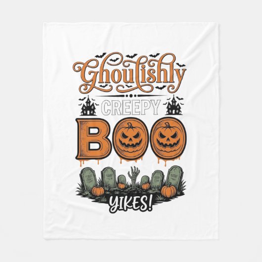 Halloween Little Boo Yah Schattig Griezelig Vector Fleece Deken (Voorkant)